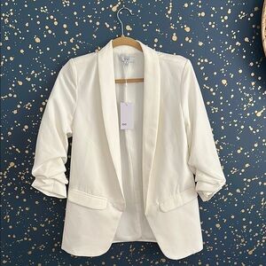 Ovi White Textured Blazer Versatile Suit Jacket